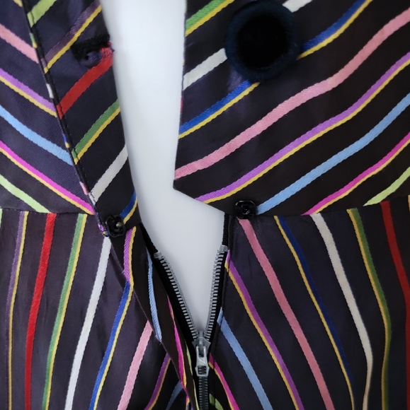 1940s Noir • Hostess Dress • Long Gown • Chevron Stripes • Vintage Delro S-M - Picture 5 of 10